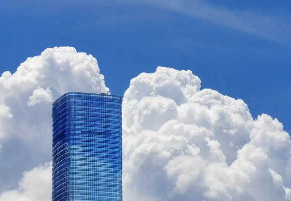Office building in cloud